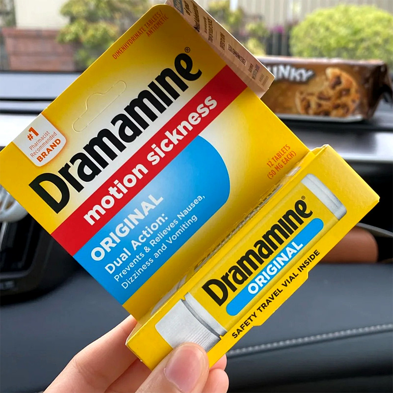 美国直邮 Dramamine晕车药12粒 晕船晕机缓解恶心头晕呕吐头痛