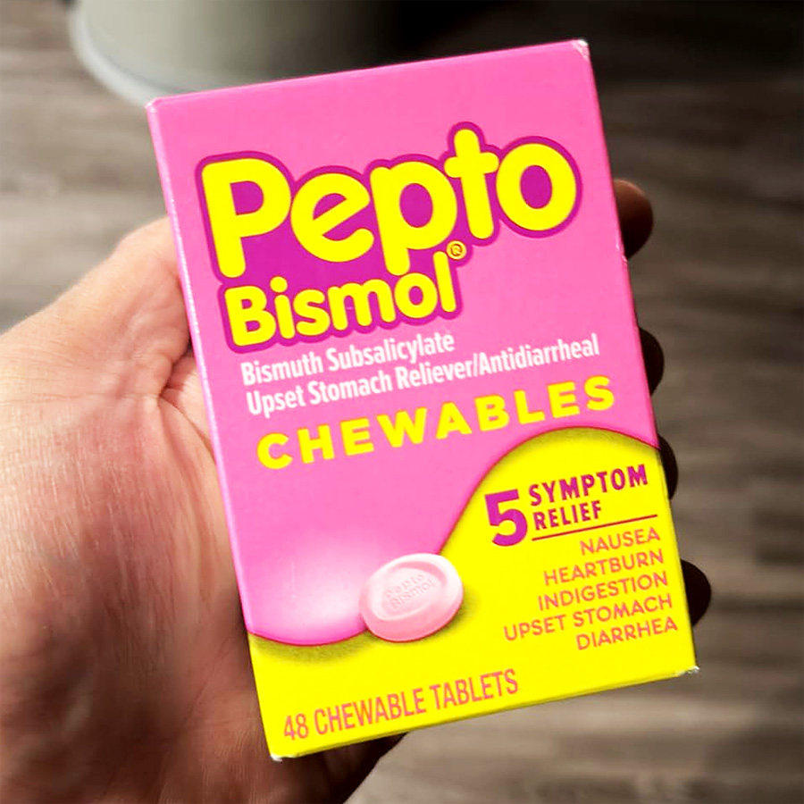 美国直邮Pepto-Bismol咀嚼片48粒胃酸胃胀恶心烧心消化不良止泻
