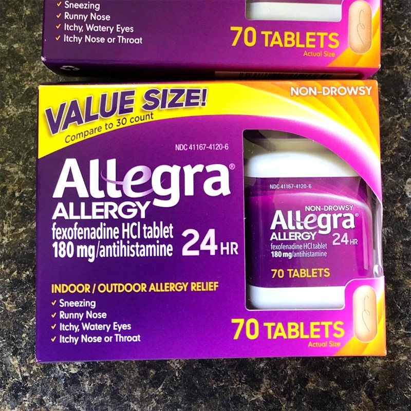 美国溯源•Allegra24小时过敏药 荨麻疹花粉过敏鼻炎皮肤骚痒止痒