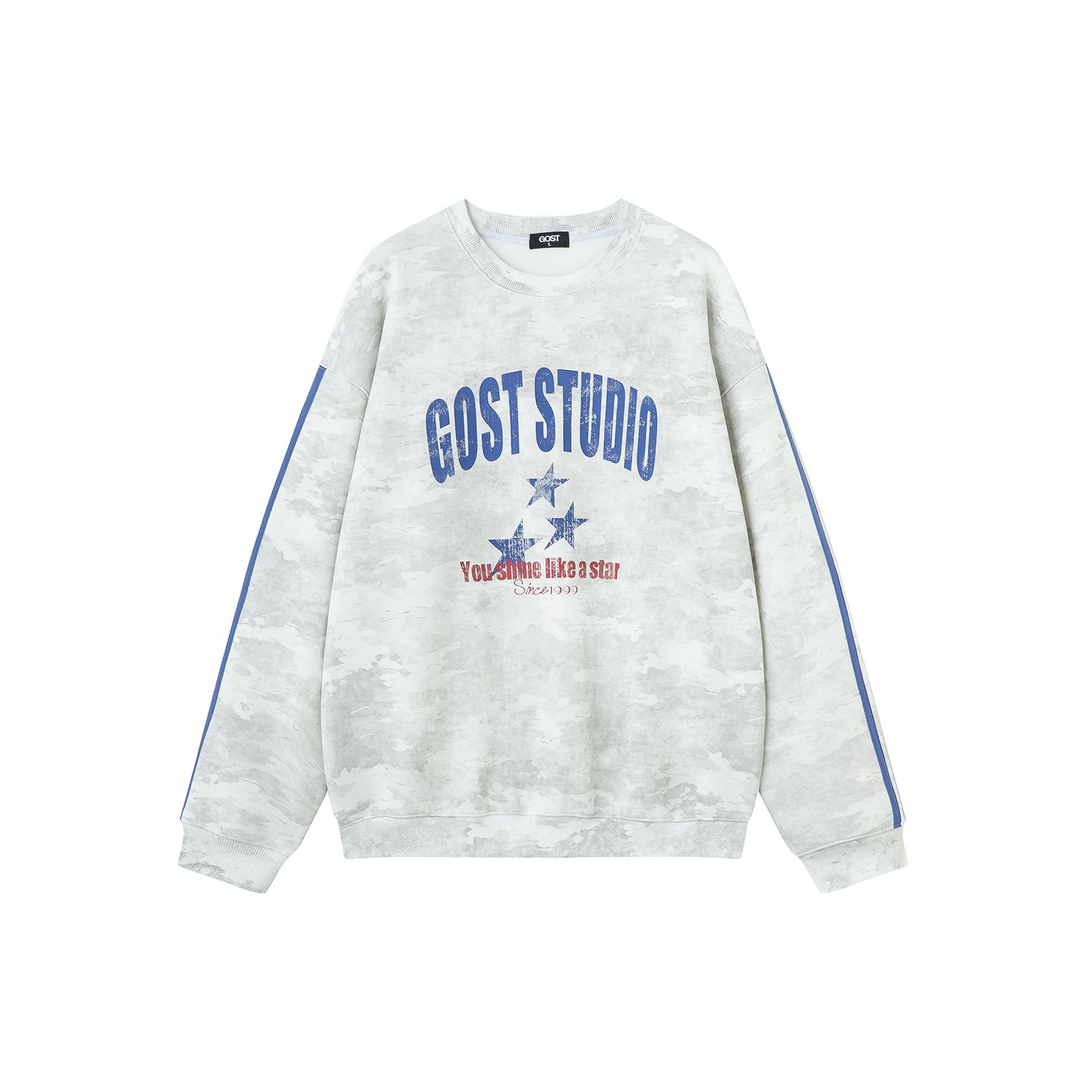 GOST迷彩字母印花套头卫衣