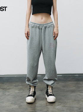 “devote more time to love”花体烫钻美式卫裤男长裤秋冬