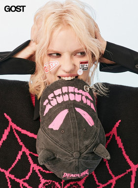 GOST“小恶魔”手绘水洗破洞做旧立体刺绣棒球帽子男女鸭舌帽春夏