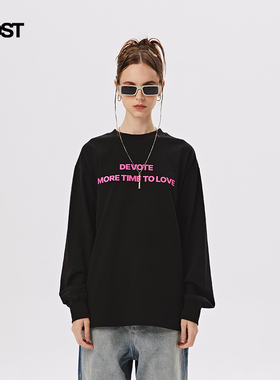 GOST “devote more time to love”印花长袖T恤美式潮牌秋情侣男