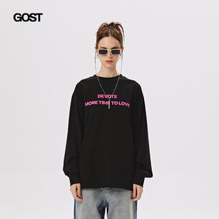 time love GOST T恤美式 more 印花长袖 潮牌秋情侣男 devote