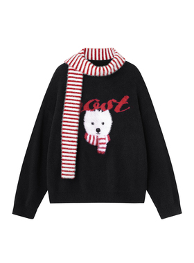 【双旦限定】GOST新年条纹围巾西高地狗狗提醒你记得保暖套头毛衣