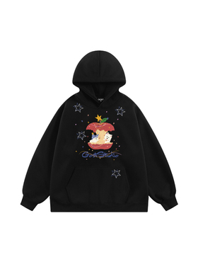 GOST潮牌百搭苹果狗狗印花平安夜圣诞节加绒连帽卫衣
