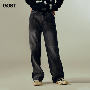 2023 情侣男女美式 两面差色水洗做旧牛仔裤 复古 BASIC GOST