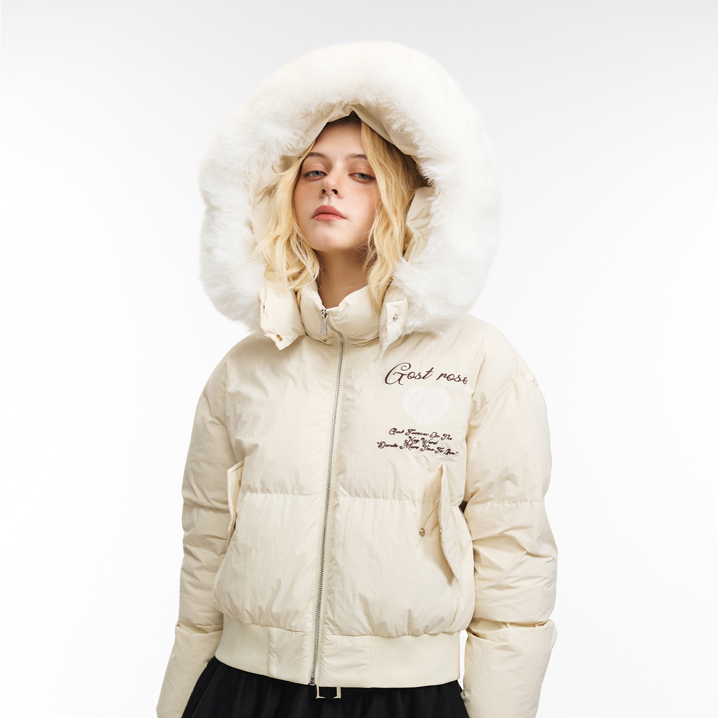 GOST短款毛领棉服外套