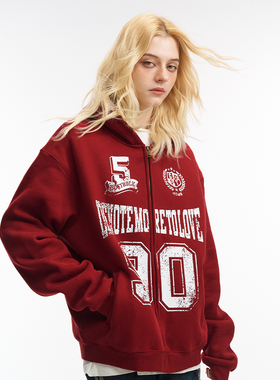 GOST【王琳凯同款】运动学院风开衫连帽卫衣外套