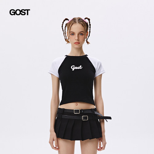 gost全棉印花短款露脐时尚短袖女