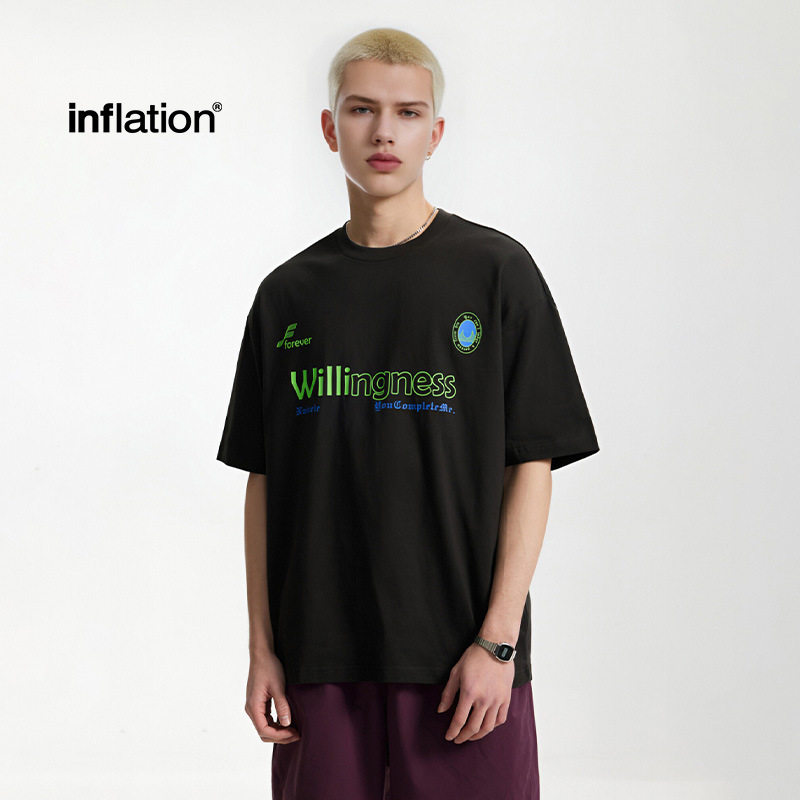 美式字母图案厚板印花T恤2025春夏潮牌新品街头宽松短袖男女