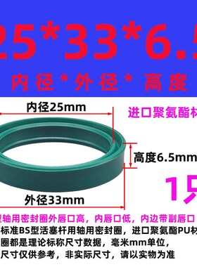 液压油缸油封BS型20/22/25u*30/32/33*5.7/7.3活塞杆轴用密封圈件