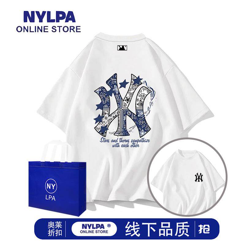 NYLPA白色纯棉短袖男t恤潮牌美式印花宽松休闲情侣装奥莱夏季上衣