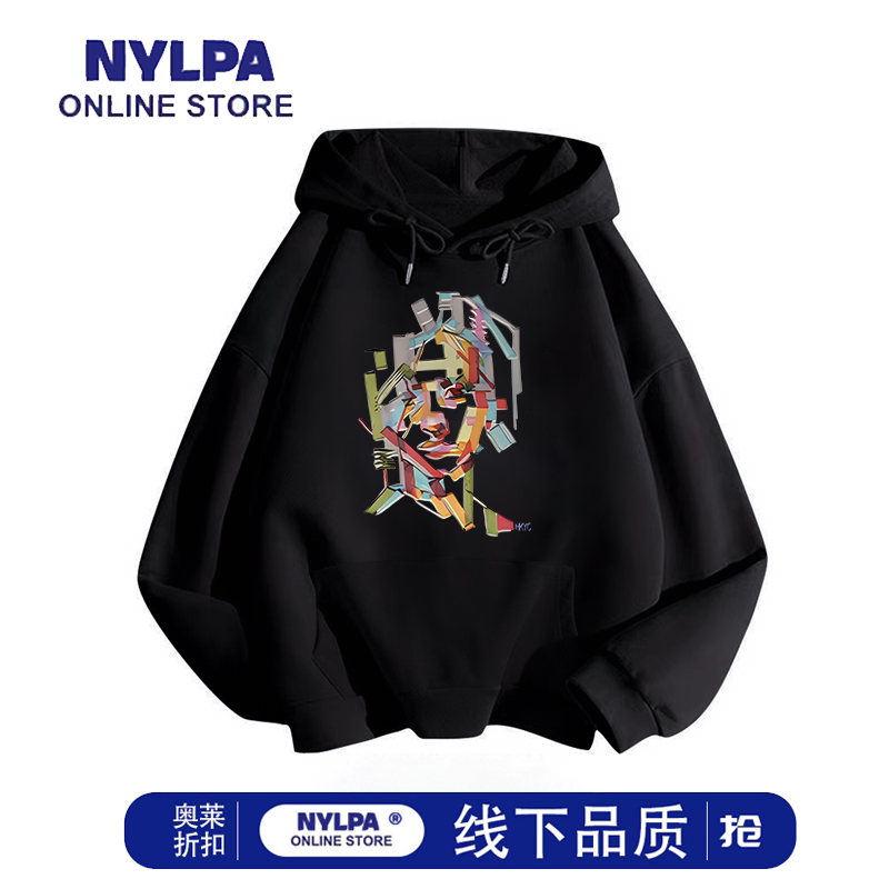 NYLPA春秋冬美式2025新款人物印花连帽宽松套头卫衣百搭慵懒外套