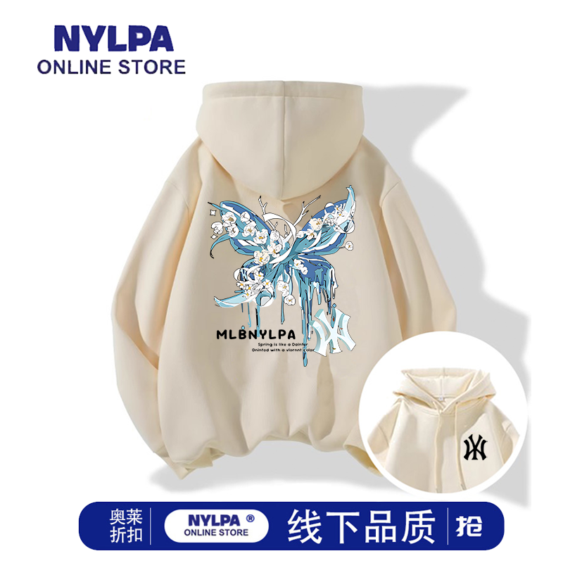 NYLPA蝴蝶连帽卫衣男女款2025秋冬季高级感美式高街潮流百搭外套