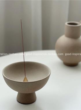 粗陶颗粒花瓶摆件碗 简约侘寂艺术素色陶瓷家居装饰品插花覆古