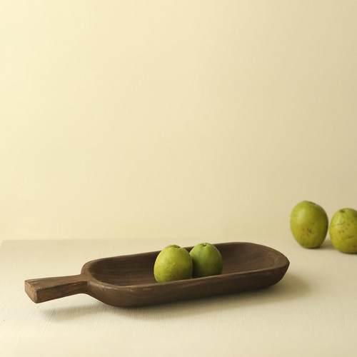 托盘果盘摆件自然系家居家用装饰木质水果盘侘寂中古手作艺术木盘