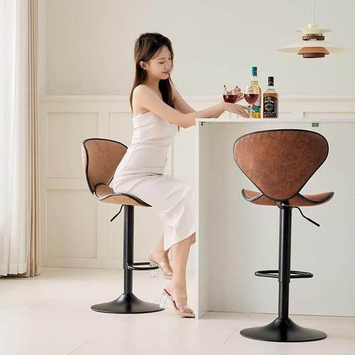 护腰舒适吧台椅子可升降旋转靠背高脚凳家庭收银台椅岛台椅酒吧椅