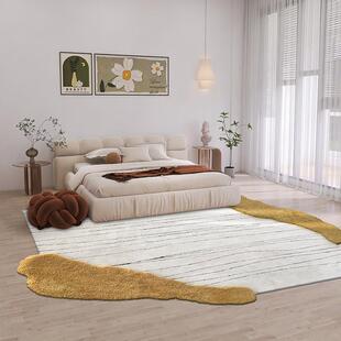 木兰床边羊毛地毯异形不规则卧室高级感男孩女孩房客厅手工茶几毯