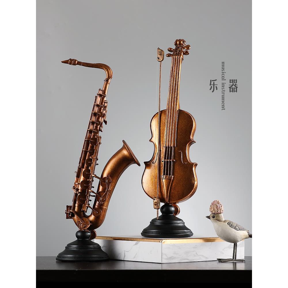 小提琴复古乐器摆件欧式创意家居饰品红酒架书架酒柜客厅桌面摆设