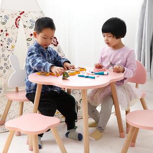拉车套罩ins北欧家用看书吃饭桌幼儿园早教木桌椅儿童卡通田园系