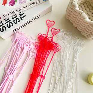 心形花插签鲜花花束卡片夹塑料包装材料贺卡牌插签插杆插牌花店用