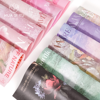 油画氛围风花艺包装纸