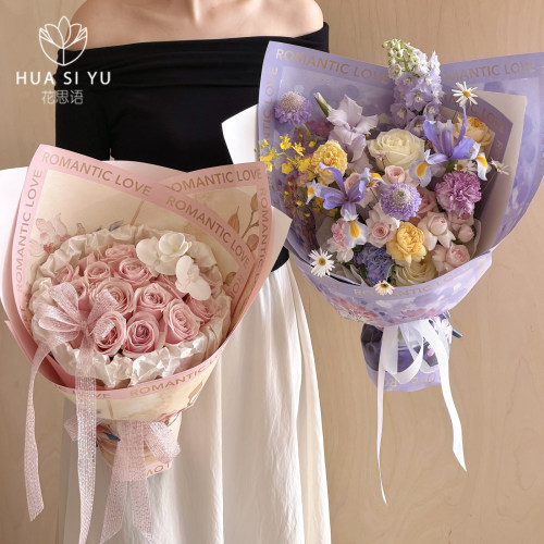 花思语瓶中华光油画风鲜花包装纸