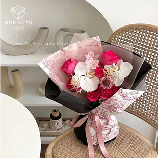 欧式复古印花包装纸午后伯爵红茶纸鲜花花束包花纸网红玫瑰花艺