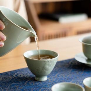 宋青釉茶杯陶瓷石榴杯主人杯单杯青瓷品茗杯小茶杯单只茶具茶碗