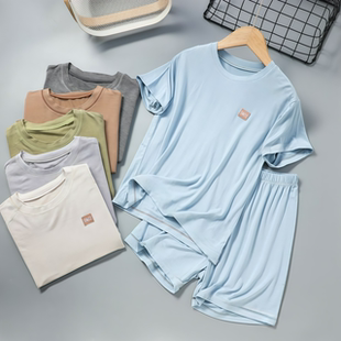 夏季莫代尔睡衣儿童运动套装男童短袖五分短裤两件套青少年外穿