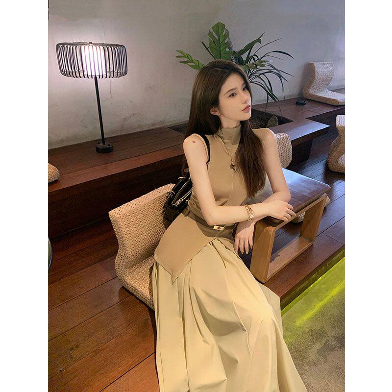 气质不规则女装松紧腰半身裙两件套收腰时尚套装夏季