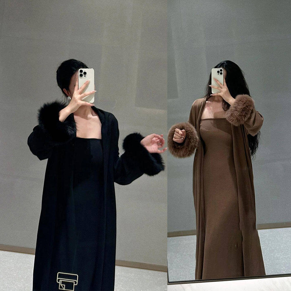 慵懒风针织宽松复古高级高端毛袖开衫抹胸连衣裙两件套