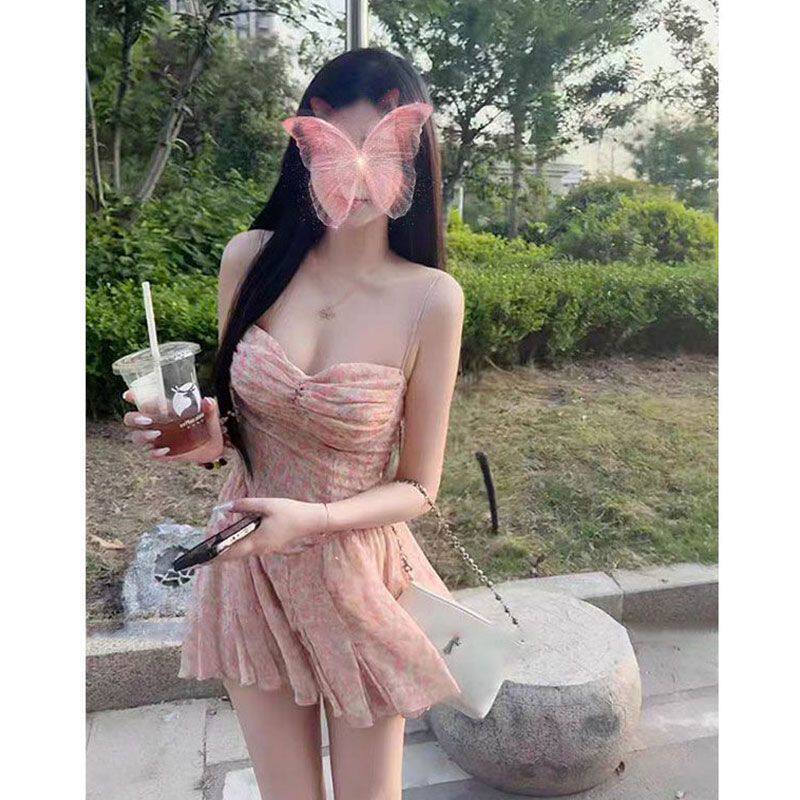 富士山樱花无袖碎花褶皱