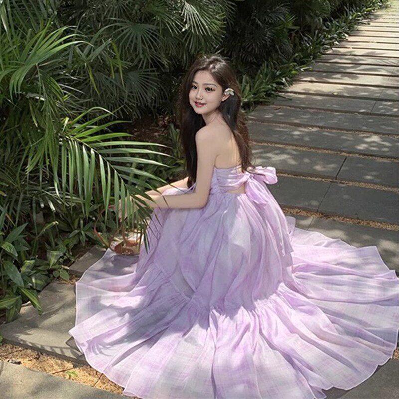 吊带连衣裙仙女超仙海边