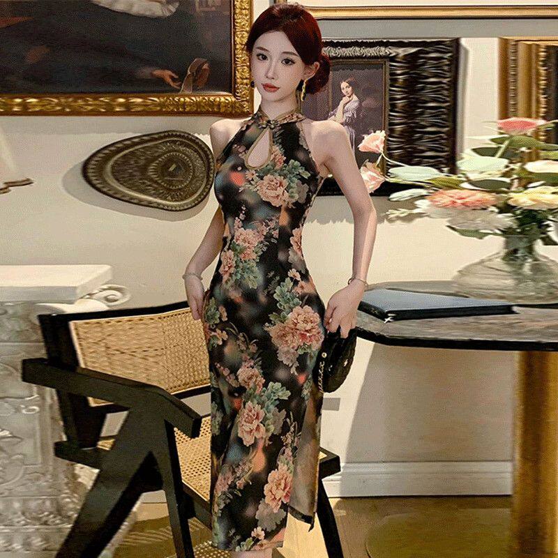 性感无袖旗袍改良年轻款少女国风复古收腰修身显瘦新中式连衣裙夏