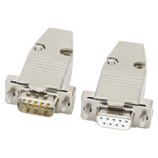 db9针串口焊接公头母头 前铆螺母RS232/485接插头 COM口 金属外壳