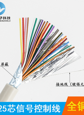 25芯铝箔屏蔽线 镀锡无氧铜线 25芯+1信号控制线 DB25连接线28AWG