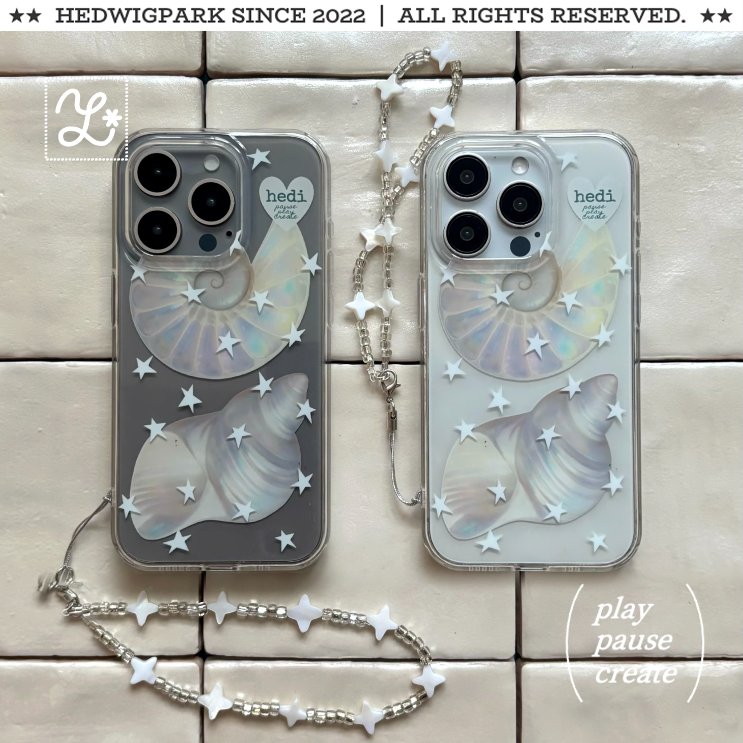 @hedi「kira」圆润双层imd*海螺星星ins风韩系手机壳手机链