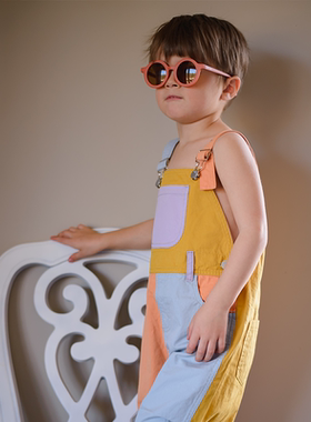 Let's Chill儿童夏季纯棉休闲时尚背带裤纯棉男童女童欧美短裤