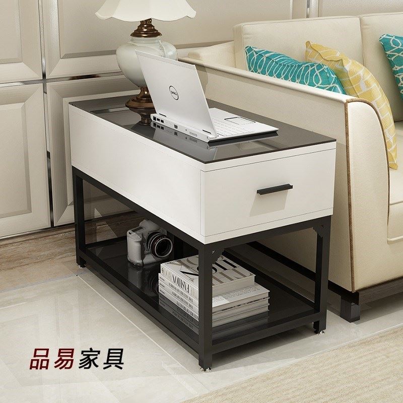 简约客厅小茶几沙发边柜茶桌边角几边角桌储物柜钢化玻璃扶手柜