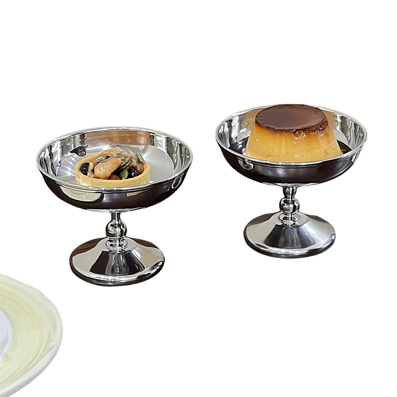 高级感复古不锈钢甜品杯