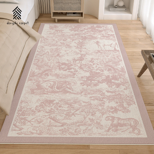 粉色卧室床边毯法式 奶油风床前长条防滑脚垫茶几飘窗房间满铺地垫