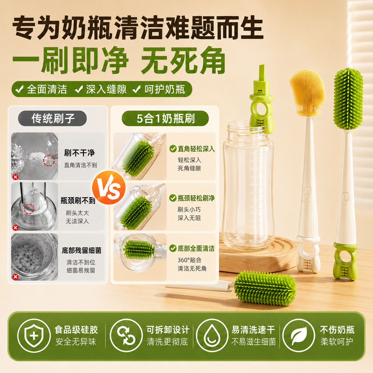 多功能硅胶奶瓶刷婴儿便