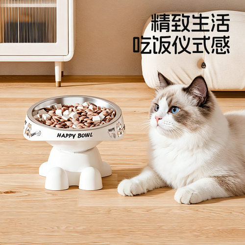 猫碗狗碗猫咪护颈高脚碗狗狗不锈钢碗猫食碗防滑防打翻宠物碗