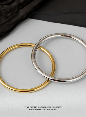 一页出品！国风三生不掉色传承实心镯子素圈百搭简约钛钢手镯女士