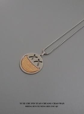 一页出品！嘻哈项链男女潮笑脸金牙吊坠钛钢学生韩版个性朋克蹦迪
