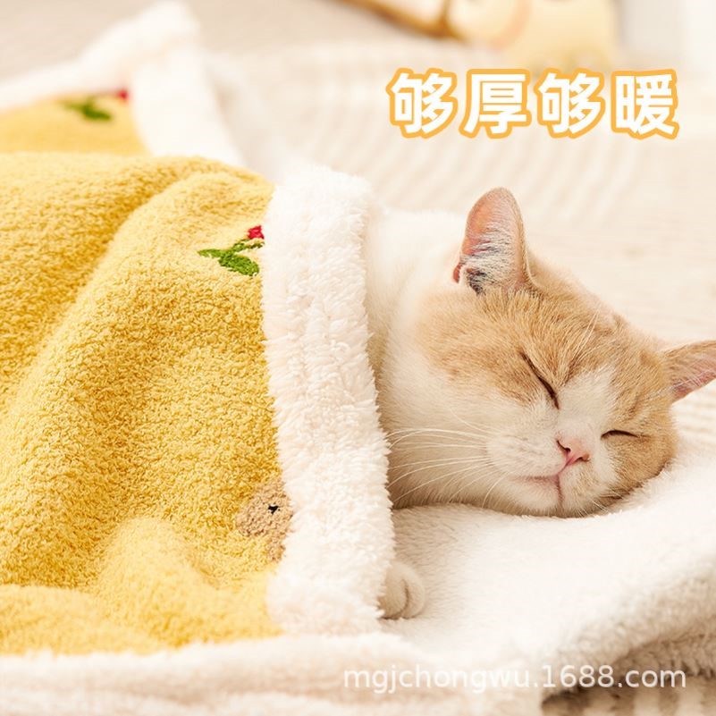 宠物毛毯秋冬季保暖猫窝猫垫子格子地毯法兰绒小型犬毯子狗狗被子