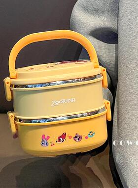 疯狂动物城朱迪尼克双层保温盒高颜值情侣饭盒学生上班族便当盒子