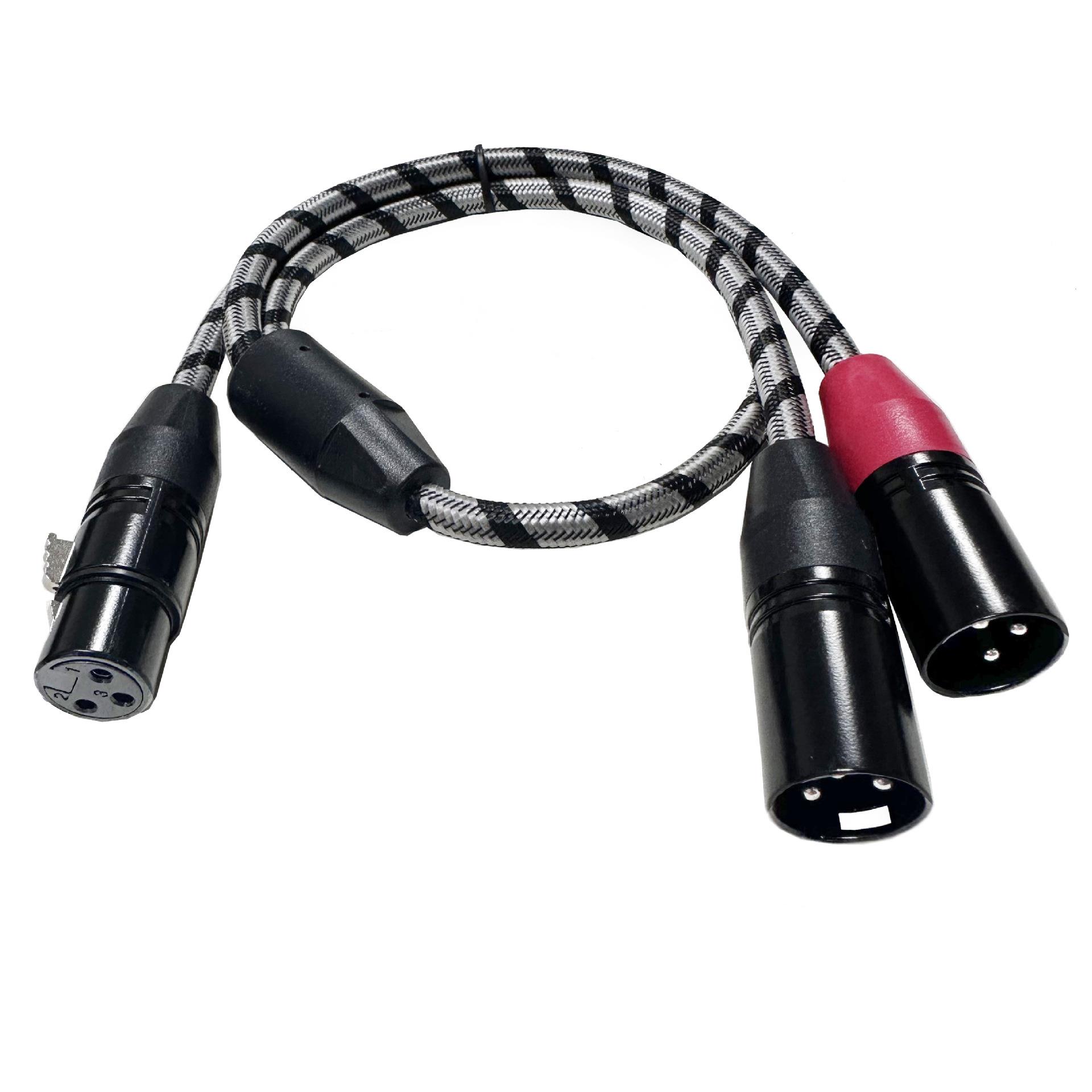 跨境热销卡侬一分二线公转两母无氧铜调音台话筒麦克风卡农转接线